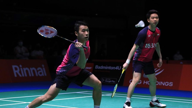 Ganda putra Indonesia Kevin Sanjaya Sukamuljo/Marcus Fernaldi Gideon lolos ke babak 16 besar Denmark Open 2022.