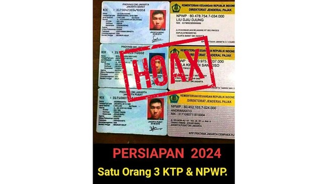 Kemendagri menyatakan kabar di media sosial tentang penemuan kartu tanda penduduk (KTP) ganda untuk persiapan 2024 adalah hoaks.