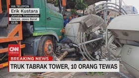 VIDEO: Kecelakaan Maut Bekasi, Truk Tabrak Tower 10 Orang Tewas