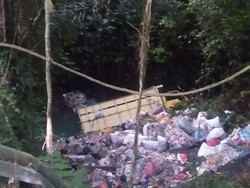 Gagal Lewati Tanjakan, Truk Sampah di Tabanan Terjun ke Jurang
