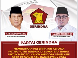 Andre Rosiade: Gerindra Sumbar Buka Pendaftaran Calon Anggota DPRD