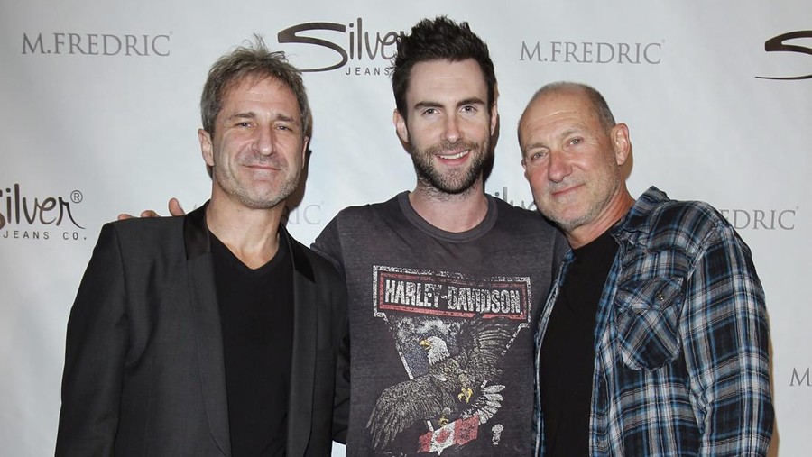 111126384 STUDIO CITY, CA - MARCH 29: L-R Michael Silver, musician Adam Levine and Fred Levine attend A Night Out With Silver Jeans Co. And M Fredric on March 29, 2011 in Studio City, California. (Photo by Donato Sardella/WireImage)