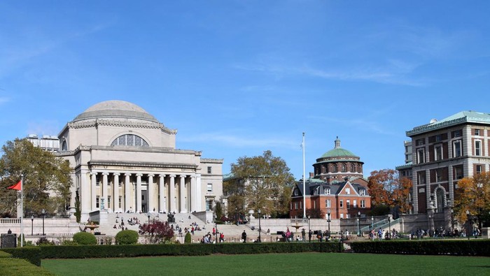 The main campus of Columbia University in New York, on a warm, sunny fall day.