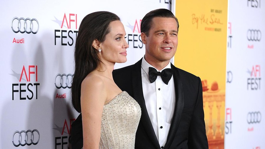 HOLLYWOOD, CA - NOVEMBER 05:  Angelina Jolie and Brad Pitt attend the premiere of 