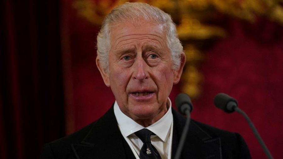 Britain's King Charles III speaks during the Accession Council at St James's Palace, where he is formally proclaimed Britain's new monarch, following the death of Queen Elizabeth II, in London, Britain September 10, 2022.  Jonathan Brady/Pool via REUTERS
