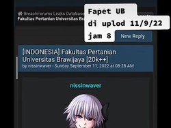 Hacker Sebar Data yang Disebut Milik Mahasiswa dan Alumni UB Angkatan 2020