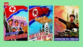 VIDEO: Korut Pamer Rudal Balistik di Poster Propaganda Baru