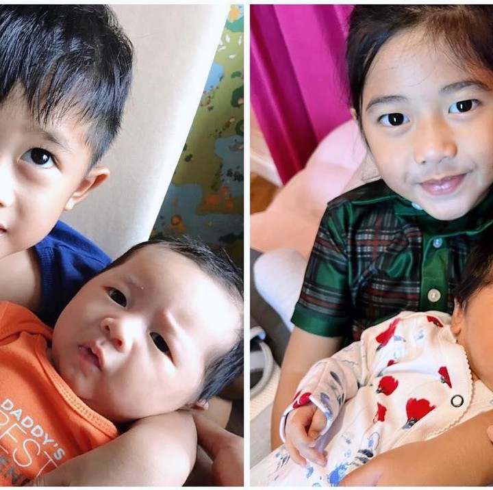 <p>Aliya juga membagikan momen anak-anaknya menggendong adik mereka. "Jiwa dan raguku," tulis Aliya sebagai keterangan fotonya.  (Foto: Instagram/ruby_26)</p>