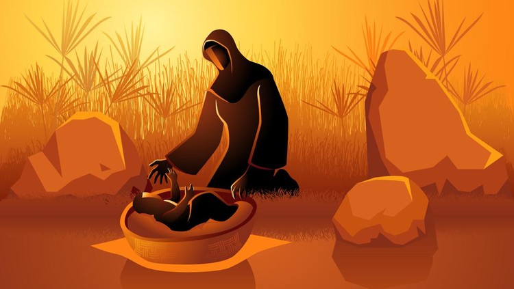 Ilustrasi Perbedaan Nabi dan Rasul Biblical illustration set, Jochebed put Moses in the Nile