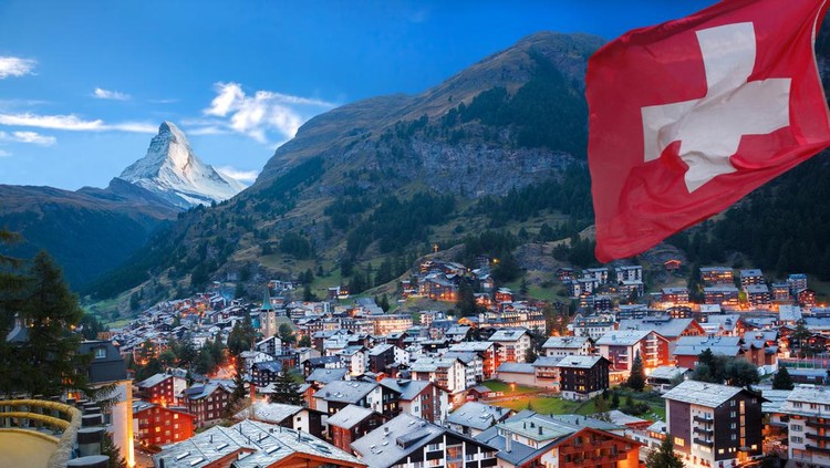 Famous Zermatt village with the peak of the Matterhorn in the Swiss Alps