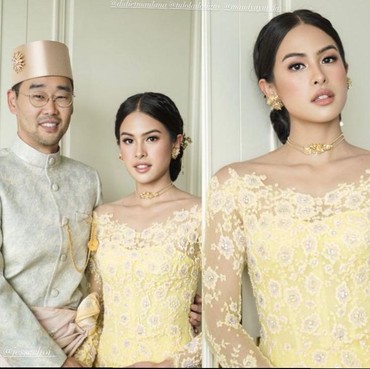 7 Foto Cantik Maudy Ayunda Gandeng Mesra Suami di Pernikahan Sang Adik