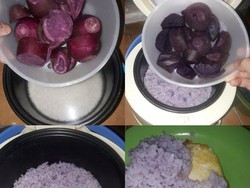 Iseng Masak Nasi Sambil Kukus Ubi, Hasilnya Jadi Nasi Ungu Cantik