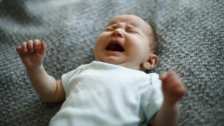 Newborn baby girl crying