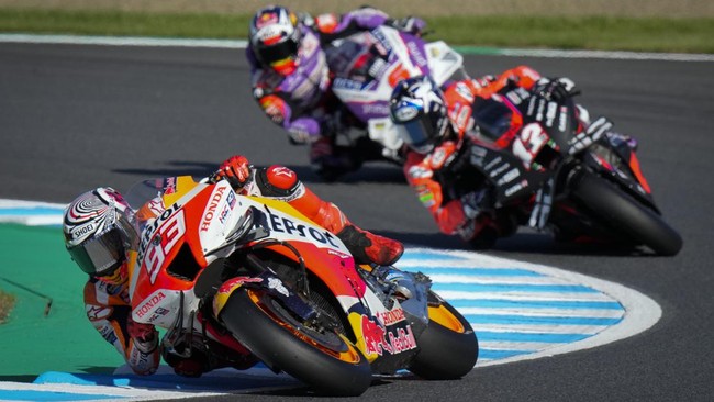 Marc Marquez menuliskan pesan membara usai berhasil finis keempat pada MotoGP Jepang 2022 di Sirkuit Motegi, Minggu (25/9).