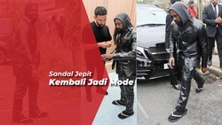 Tampil Serba Hitam, Kanye West Hadiri Fashion Show Pakai Sandal Jepit