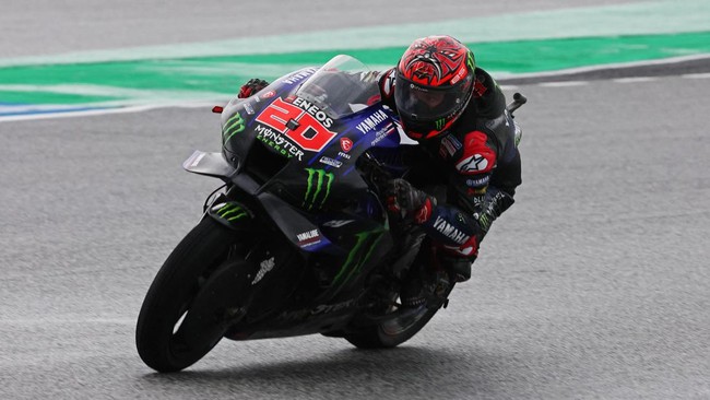 Fabio Quartararo gagal finis di MotoGP Australia 2022 setelah terjatuh di lap 11 di Sirkuit Phillip Island, Minggu (16/10).