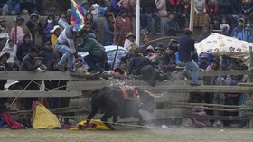 FOTO: Festival Lawan Banteng Terbesar di Bolivia