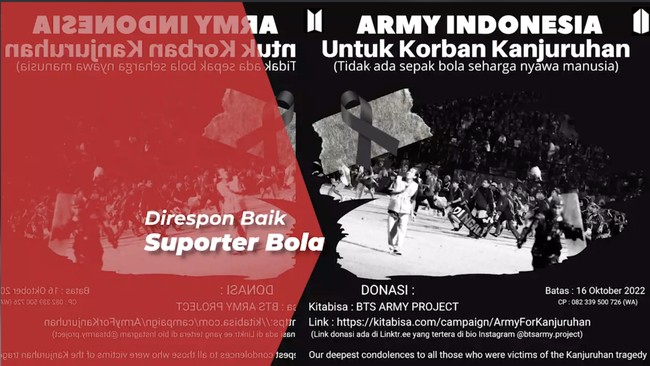 ARMY Indonesia Galang Dana untuk Tragedi Kanjuruhan, Tembus Rp447 Juta
