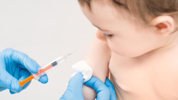 vaccine vaccination child baby doctor injection pediatrician injecting arm health immunization hand hospital needle syringe concept - stock image