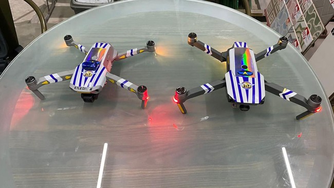Drone Faro diuji coba Korlantas Polri untuk mengetes kemampuan analisa dan fungsionalitas membantu investigasi kecelakaan lalu lintas.
