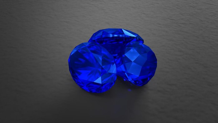 Sapphire Faceted Gemstones On Neutral Background