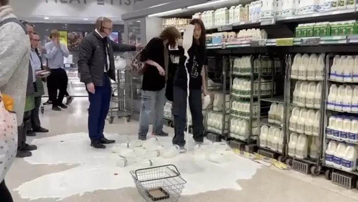 Tuai Kecaman, Viral Aktivis Vegan Inggris Tumpahkan Susu di Toko: Kami Tidak Punya Pilihan Lain