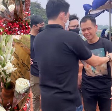 7 Potret Rio Alief Menangis Antarkan Clerence ke Peristirahatan Terakhir