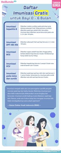 Daftar Imunisasi Gratis Untuk Bayi 0 - 6 Bulan