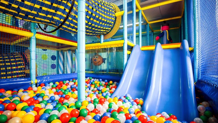 Moscow - June 24, 2014: Modern children playground indoor