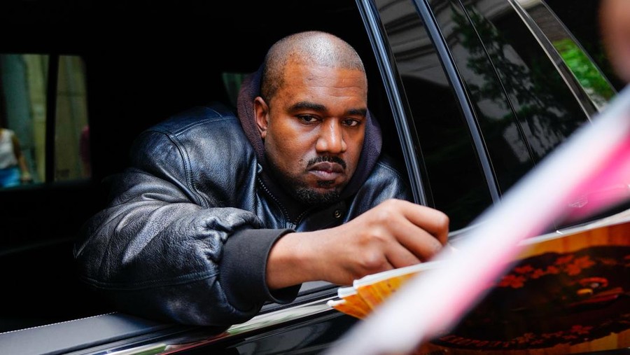 NEW YORK, NEW YORK - MAY 22: Kanye West arrives at the Balenciaga show on May 22, 2022 in New York City. (Photo by Gotham/GC Images)