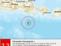 Gempa Magnitudo 3,2 Terjadi di Jembrana Bali
