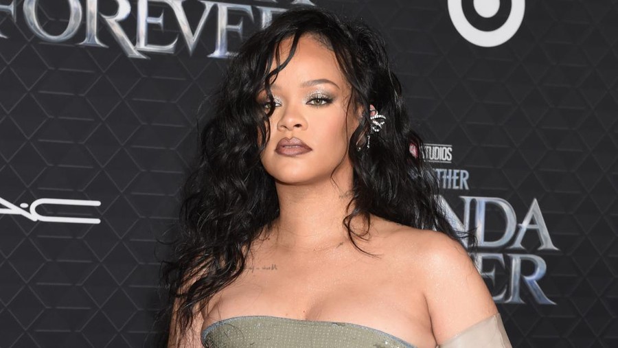 Rihanna at the world premiere of Marvel Studios Black Panther: Wakanda Forever held at the Dolby Theatre on October 26, 2022 in Los Angeles, California. (Photo by Gilbert Flores/Variety via Getty Images)