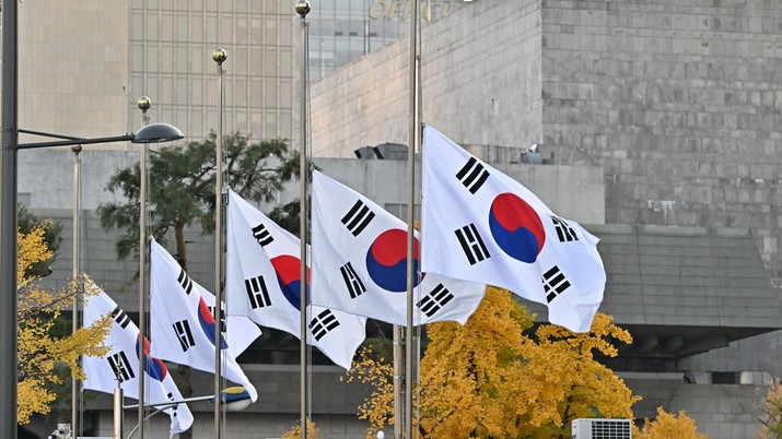Foto: Bendera Korea (AFP via Getty Images/JUNG YEON-JE)