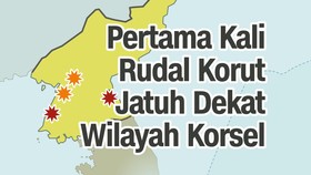 INFOGRAFIS: Pertama Kali Rudal Korut Jatuh Dekat Wilayah Korsel