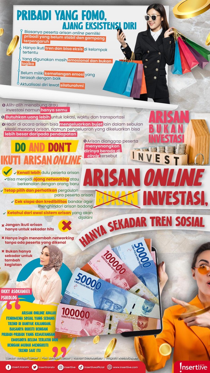 Infografis Arisan Online Arisan online bukan investasi dan hanya tren