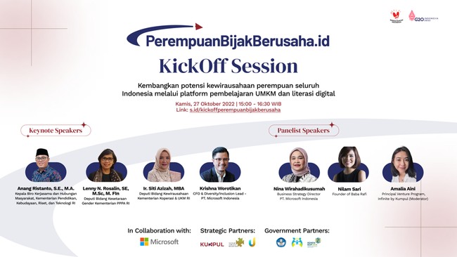 Guna mendukung perempuan yang berusaha di sektor UMKM Microsoft Indonesia dan KUMPUL kembali berkolaborasi dengan meluncurkan PerempuanBijakBerusaha.id.