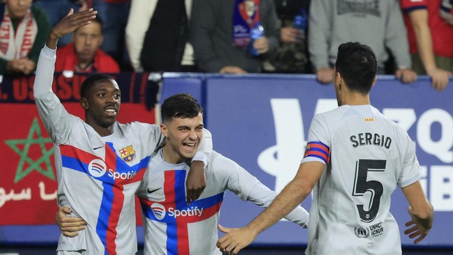 Barcelona berhasil meraih kemenangan fantastis atas Osasuna pada pekan ke-14 Liga Spanyol di Stadion El Sadar, Rabu (9/11) dini hari WIB.