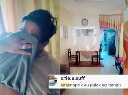 Pria Ini Nangis Dapat Kejutan Candle Light Dinner di Rumah dari Sang Istri