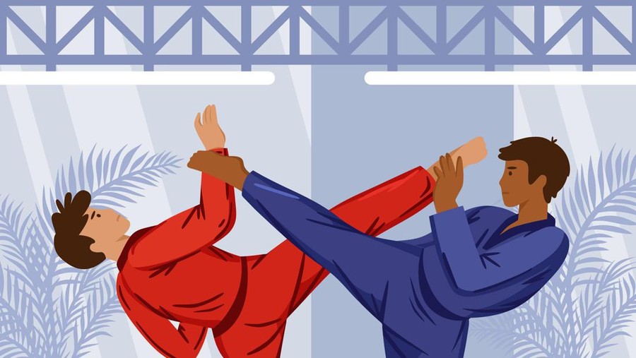 Iustrasi tangkisan dalam pencak silat&period;