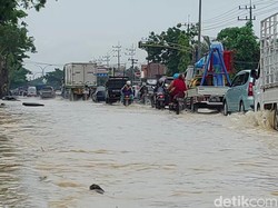 Jalan Nasional Lamongan-Babat Banjir Dampak Sungai Meluap, Lalin Merambat