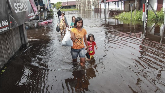 Badan Nasional Penanggulangan Bencana (BNPB) melaporkan sebanyak 87 desa di Kabupaten Katingan, Kalimantan Tengah terendam oleh banjir pada Senin (3/6).