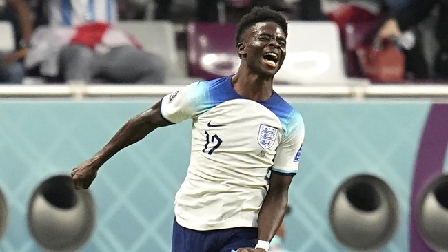 Bukayo Saka memperlihatkan penampilan apik saat Inggris menang telak 6-2 atas Iran pada laga perdana Grup B Piala Dunia 2022.