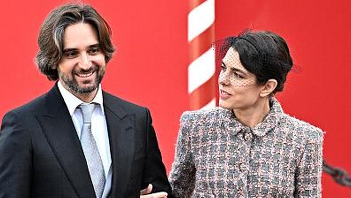 MONTE-CARLO, MONACO - NOVEMBER 19: (EDITORS NOTE : NO TABLOIDS). Dimitri Rassam and Charlotte Casiraghi Rassam attend the Monaco National Day on November 19, 2022 in Monte-Carlo, Monaco. (Photo by PLS Pool/Getty Images)