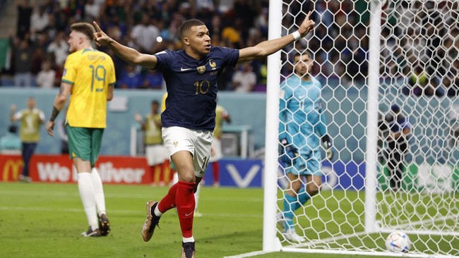Timnas Prancis berhasil menang besar atas Australia pada pertandingan Grup D Piala Dunia 2022, Rabu (23/11) dini hari WIB.