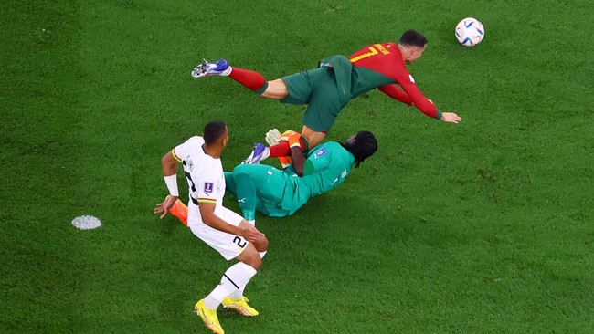 Portugal dan Ghana bermain imbang dalam laga babak pertama fase grup Piala Dunia 2022 di Stadion 974, Doha, Kamis (24/11) malam.