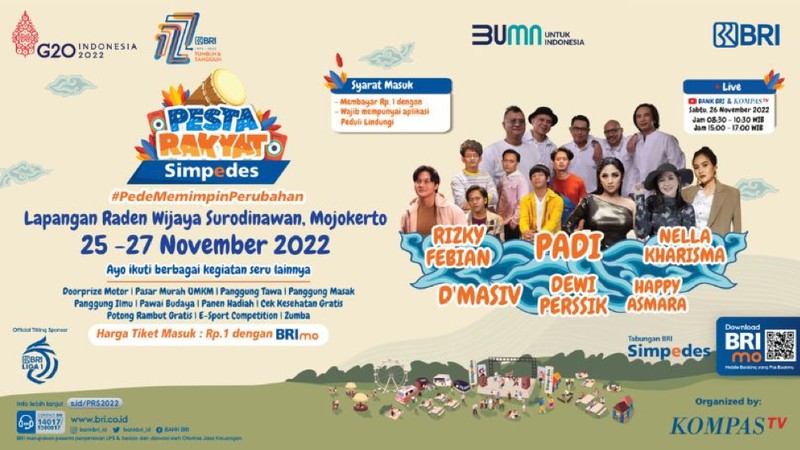 PT. Bank Rakyat Indonesia (BRI) Tbk kembali mengadakan Pesta Rakyat Simpedes (PRS) yang kali ini menyapa warga Mojokerto, Jawa Timur.