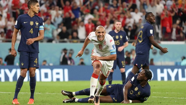 Hasil Akhir Piala Dunia: Tunisia Tekuk Lapis Kedua Prancis Prancis dipaksa menyerah 0-1 dari Tunisia pada matchday ketiga Grup D Piala Dunia 2022 di Stadion Education City, Al Rayyan, Qatar.