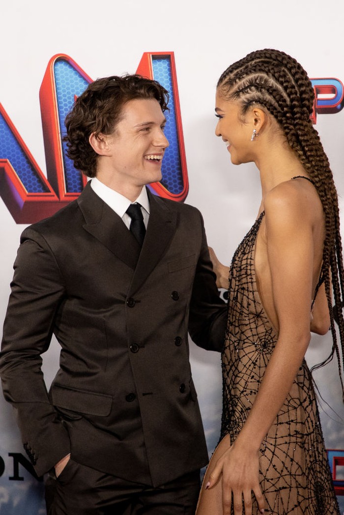 LOS ANGELES, CALIFORNIA - DECEMBER 13: (L-R) Tom Holland and Zendaya attendsthe Los Angeles premiere of Sony Pictures' 'Spider-Man: No Way Home' on December 13, 2021 in Los Angeles, California. (Photo by Emma McIntyre/Getty Images)