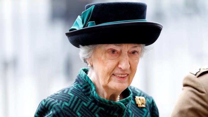 LONDON, UNITED KINGDOM - MARCH 29: (EMBARGOED FOR PUBLICATION IN UK NEWSPAPERS UNTIL 24 HOURS AFTER CREATE DATE AND TIME) Lady Susan Hussey, Baroness Hussey of North Bradley (lady-in-waiting to Queen Elizabeth II) attends a Service of Thanksgiving for the life of Prince Philip, Duke of Edinburgh at Westminster Abbey on March 29, 2022 in London, England. Prince Philip, Duke of Edinburgh died aged 99 on April 9, 2021. (Photo by Max Mumby/Indigo/Getty Images)
