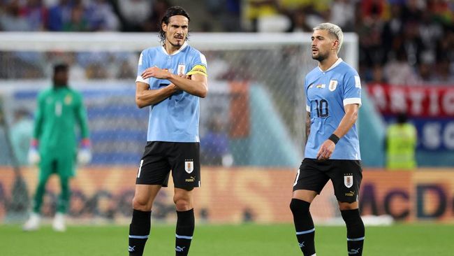 Timnas Uruguay menang 2-0 atas Ghana pada pertandingan terakhir Grup H di Stadion Al Janoub, Jumat (2/12).
